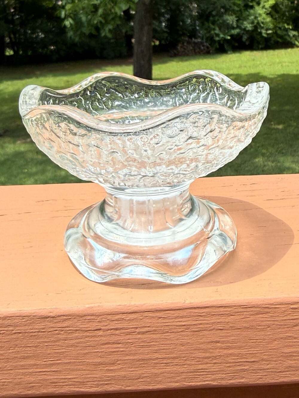 Vintage Anchor Hocking Pebble Glass Reversible Candle Holder